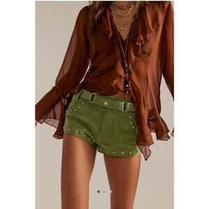 We The Free The Cool Kid Suede Micro Shorts Size 4 in Going Green
